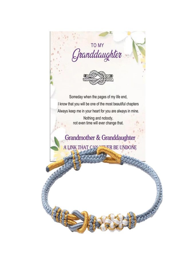 DivaGlamz For Granddaughter - A Link That Can Never Be Undone Peach Blossom Infinite Knot Bracelet, Always Be Brave And Be Strong Adjustable Braided Gift Jewelry (Infinite Knot Blue) - Image 1